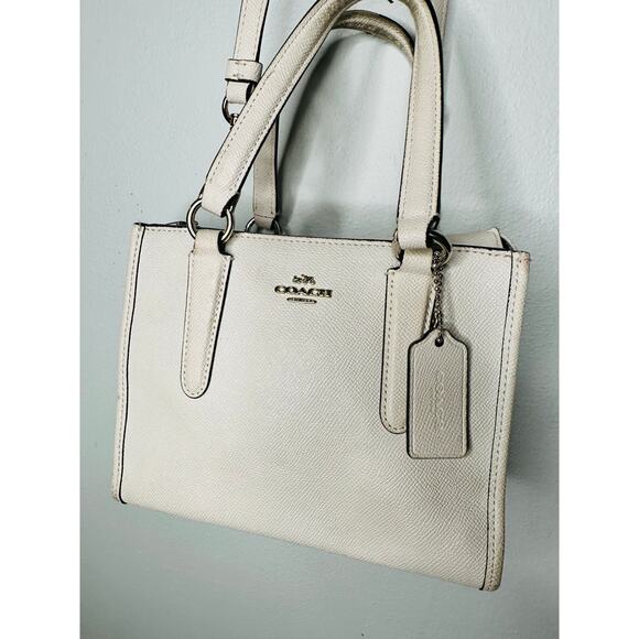 COACH White Mini Square Crossbody Top Handle Hand Bag Purse - Picture 2 of 14